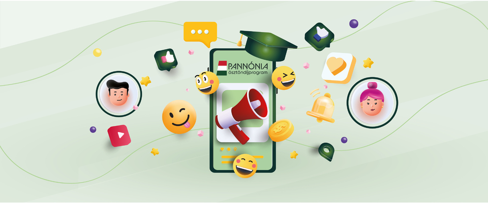Ajánló grafika a Legyél Te a Pannónia Ösztöndíjprogram Arca! című tartalomhoz.